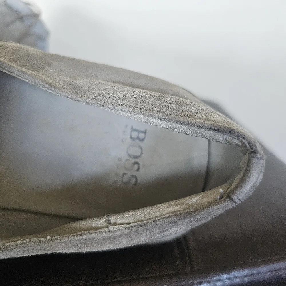 Hugo Boss Quiet Luxury‎ Old Money Square Toe Gray Suede Dress Shoes Sz 9.5